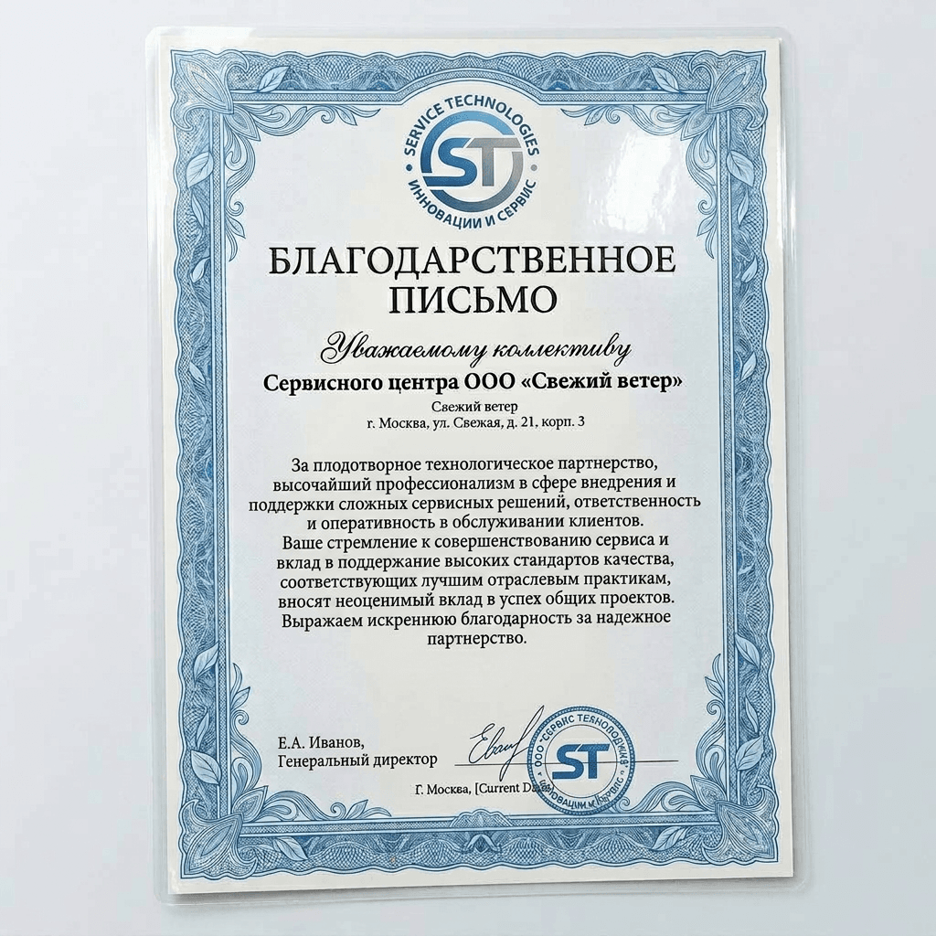 Благодарность от Honor Technologies